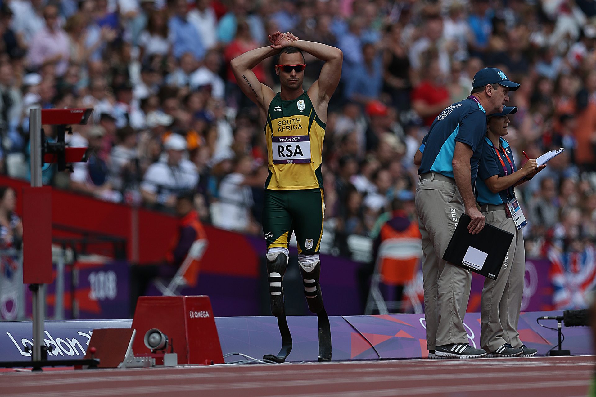 Oscar Pistorius competes at the Olympics