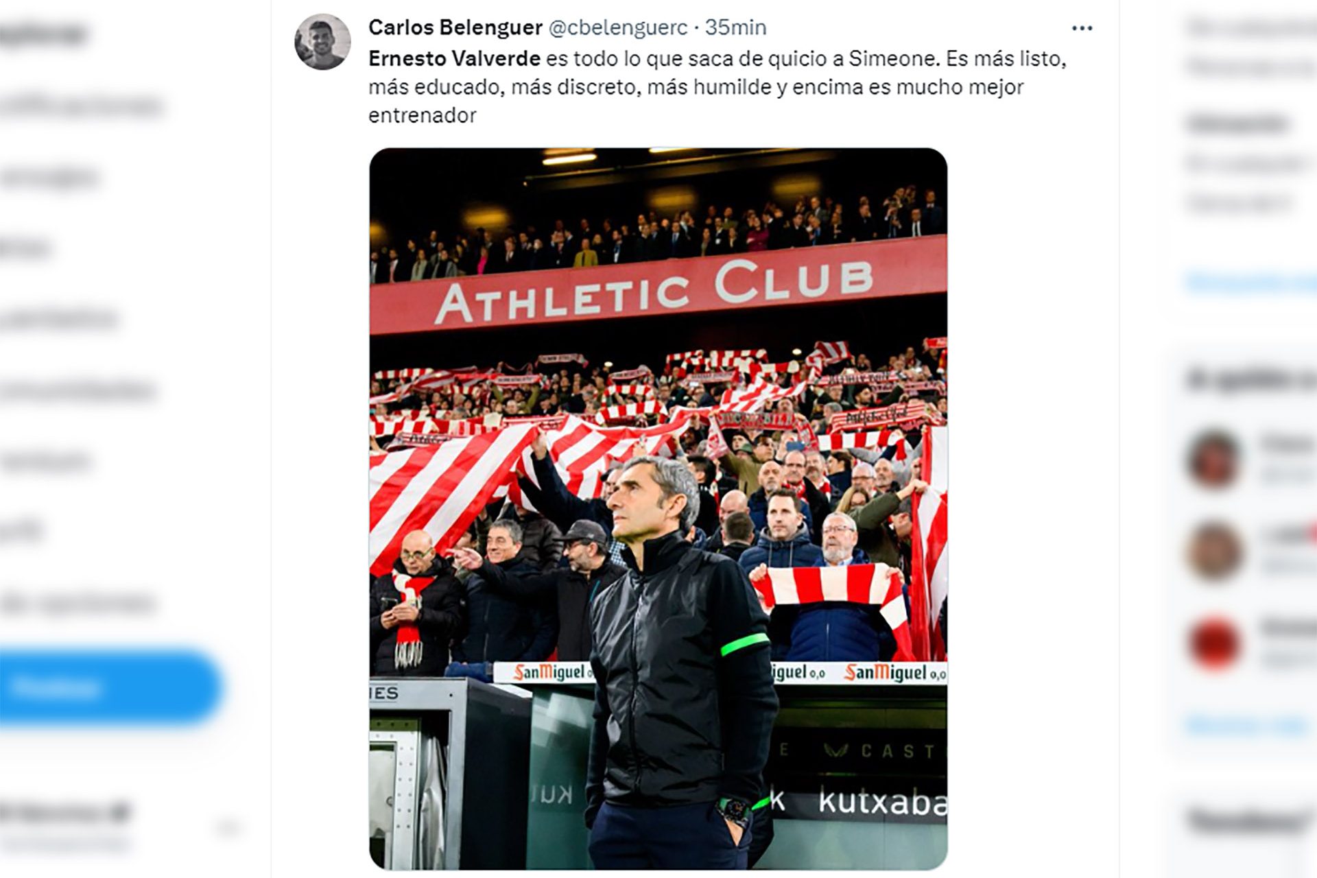 Ernesto Valverde, en un pedestal