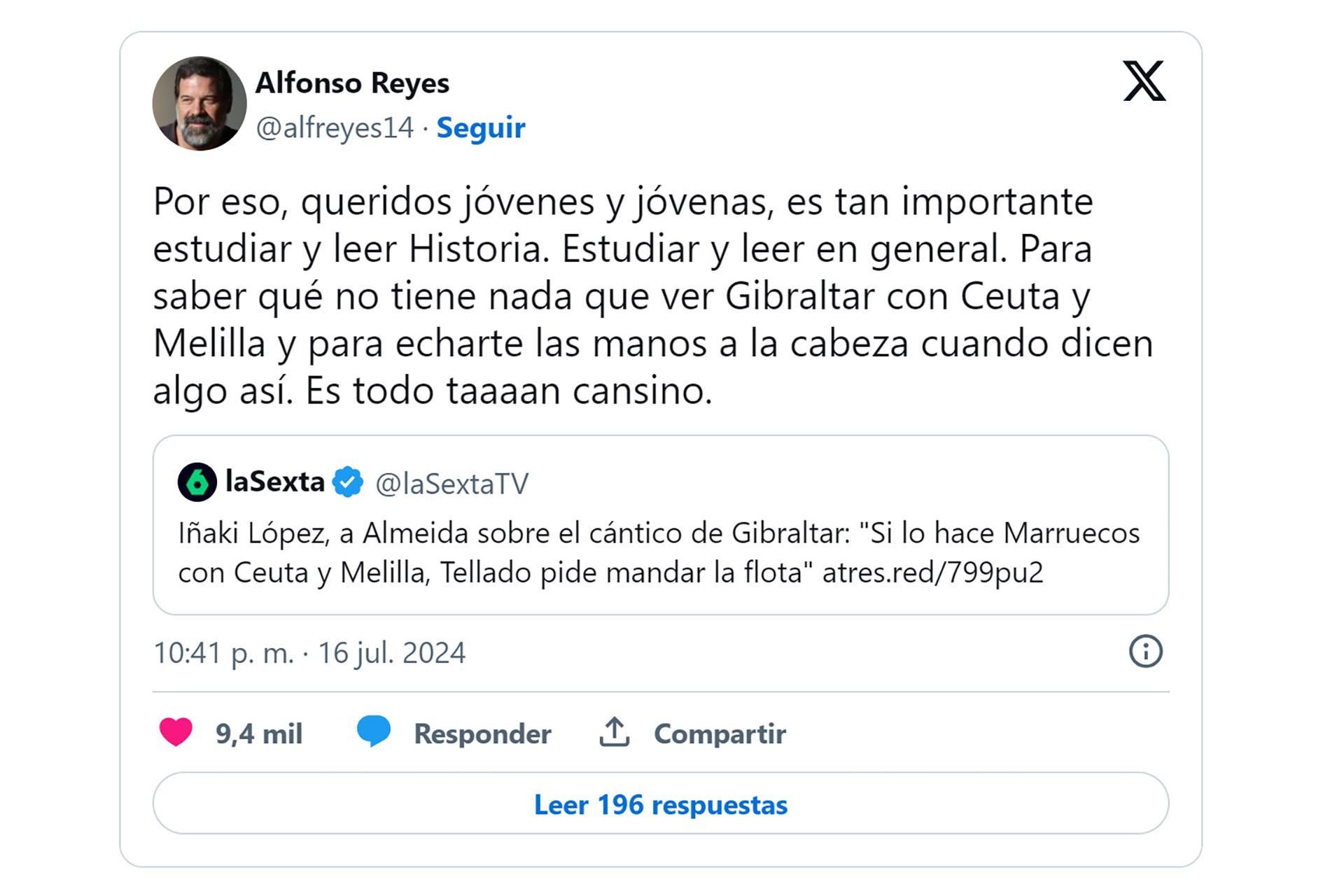 Réplica airada de Reyes contra el periodista