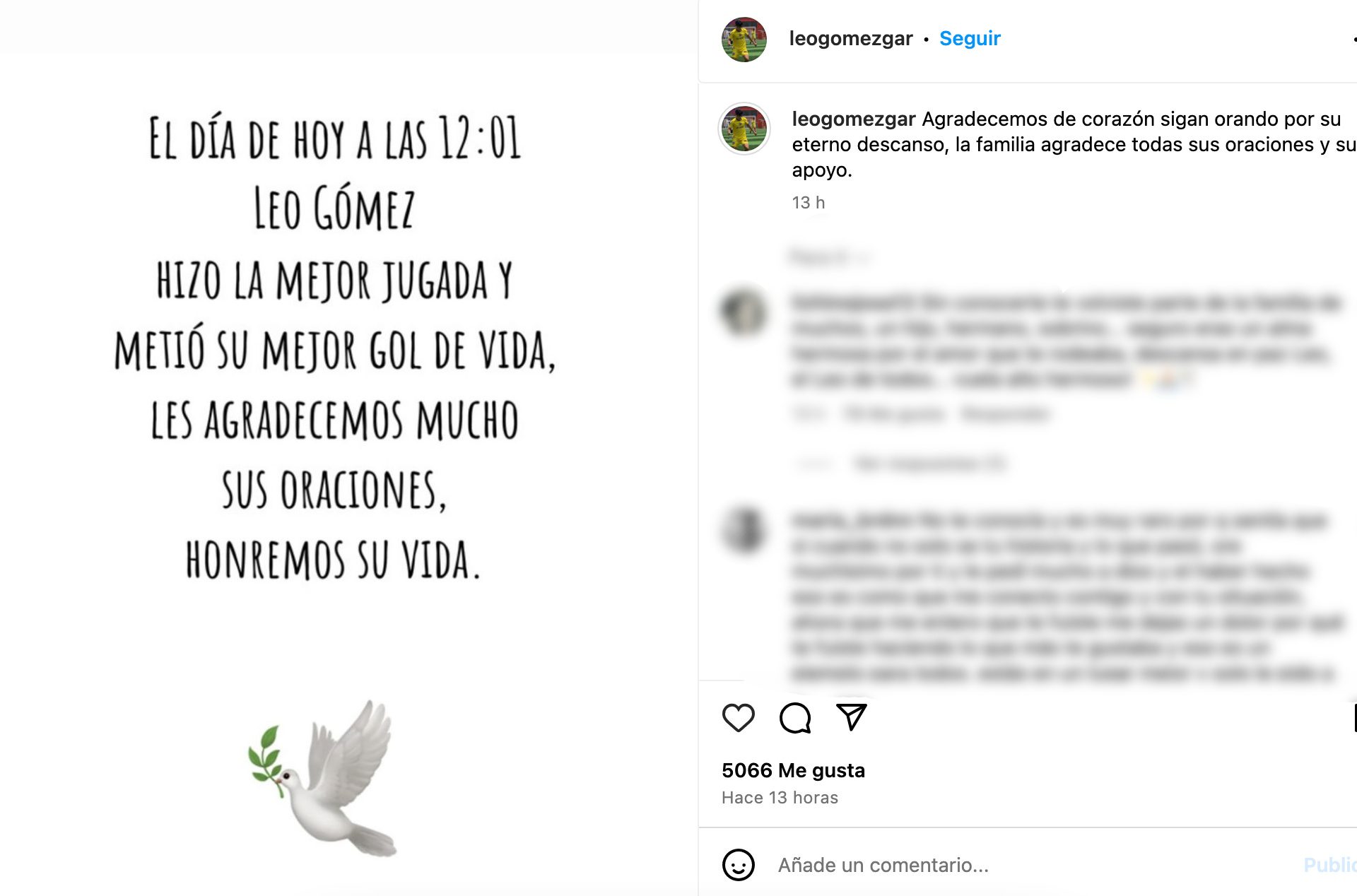 Comunicado de la muerte